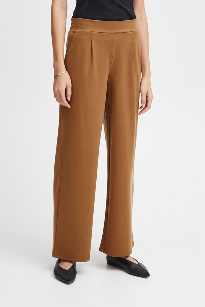 Ichi Kate Sus Long Wide Pants Brown