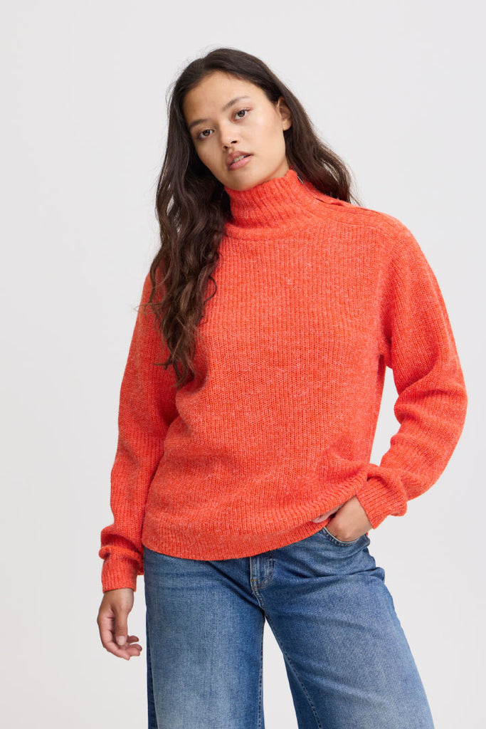 Ichi Novo Zip Jumper Orange