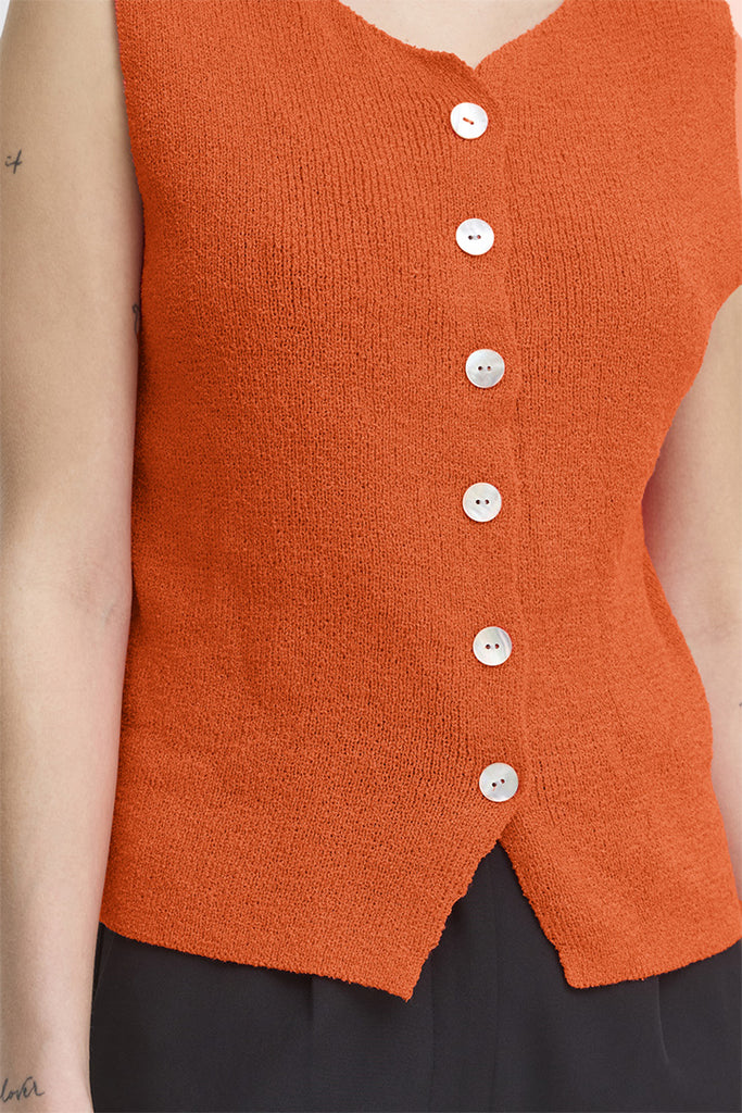 Ichi Blonds knitted vest Orange