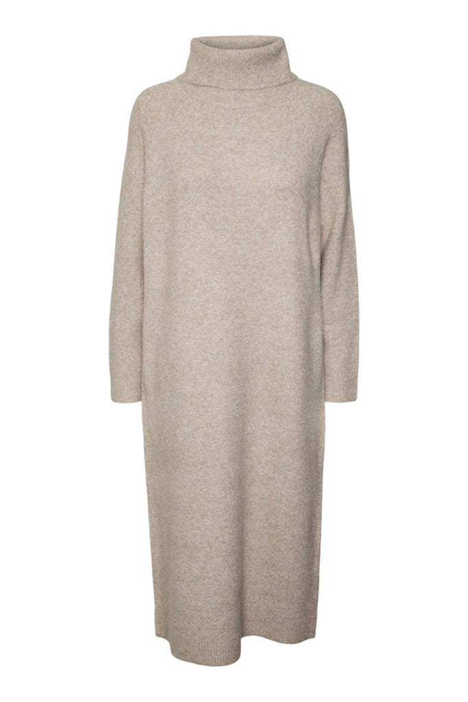 Vero Moda Marwa High Neck Midi Knit Dress Cream