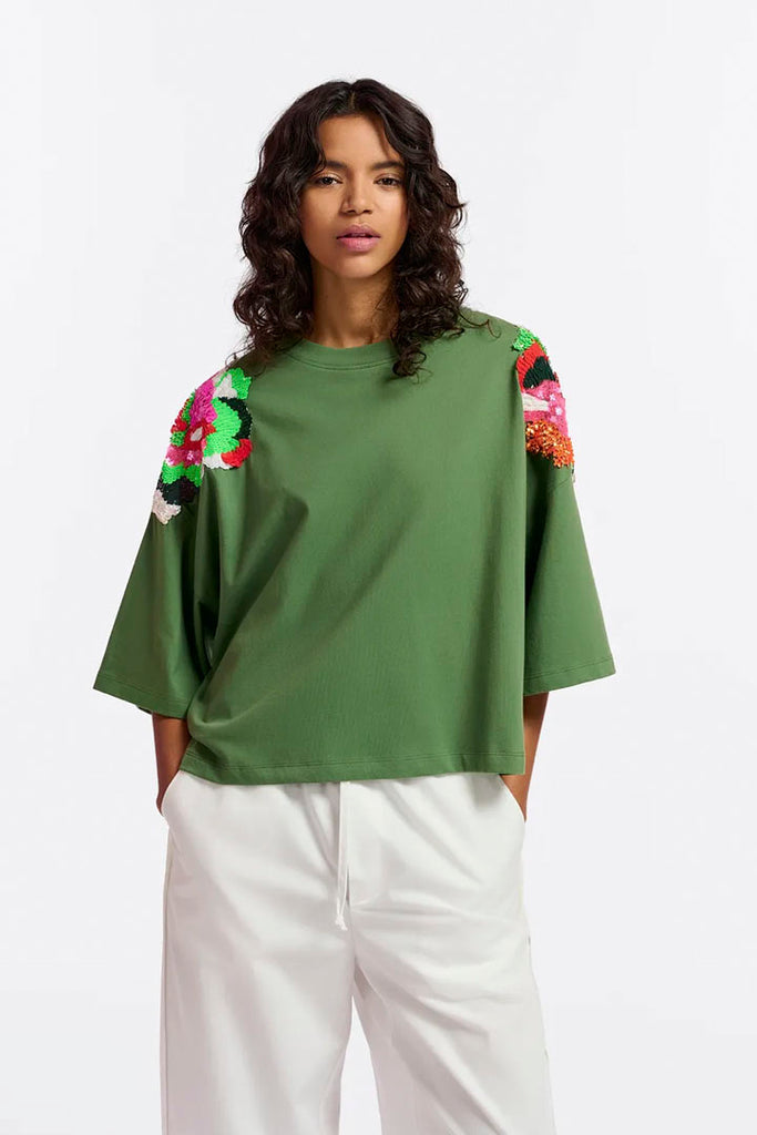 Essential Antwerp Fester Embroidered T/Shirt Green