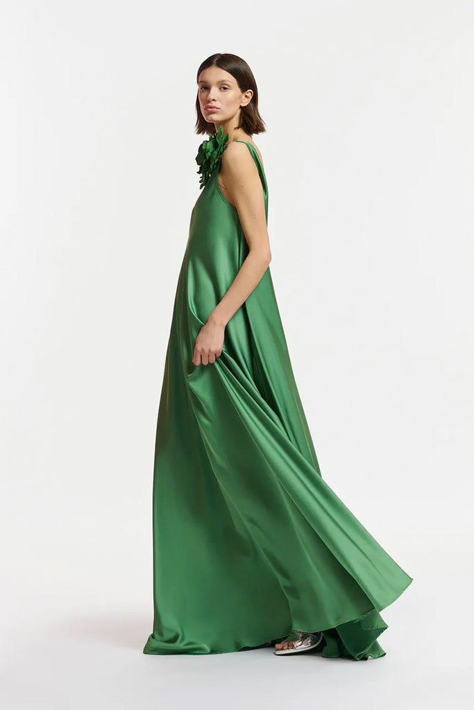 Essential Antwerp Full Satin Ankle Length Dress Green