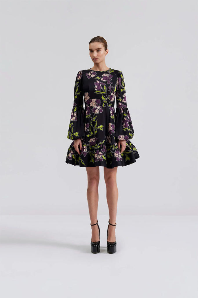 malina Jasmine Printed Ruffled Mini Dress Fall Florals