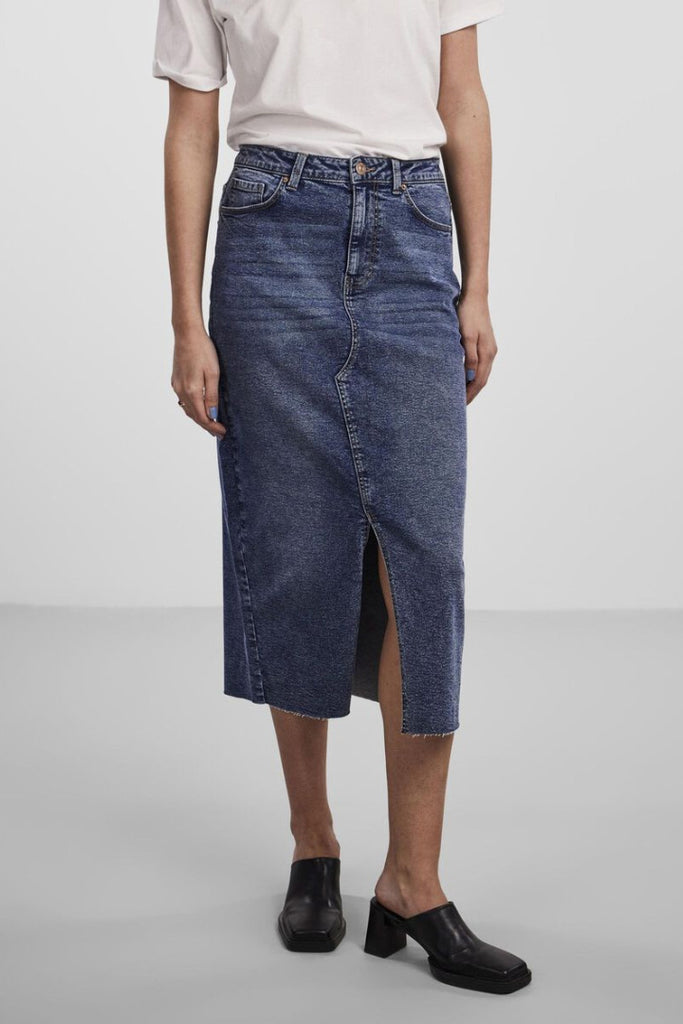 Pieces Jessie Denim Skirt Dark Denim