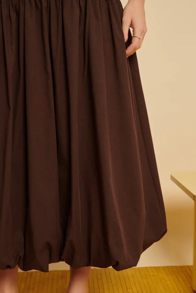 Ghospell Maryam Midi Dress Brown