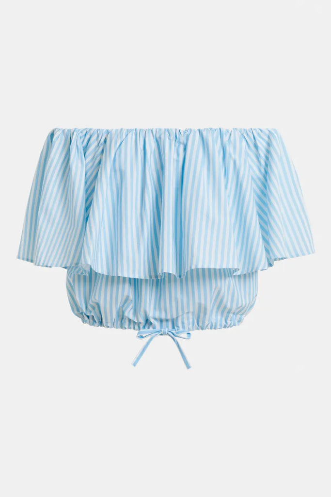 Essential Antwerp Hiebe Striped Off Shoulder Top Blue