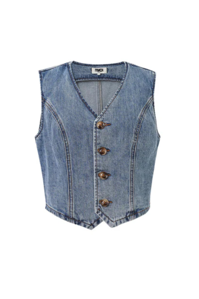 Frnch Carima Denim Waistcoat Blue