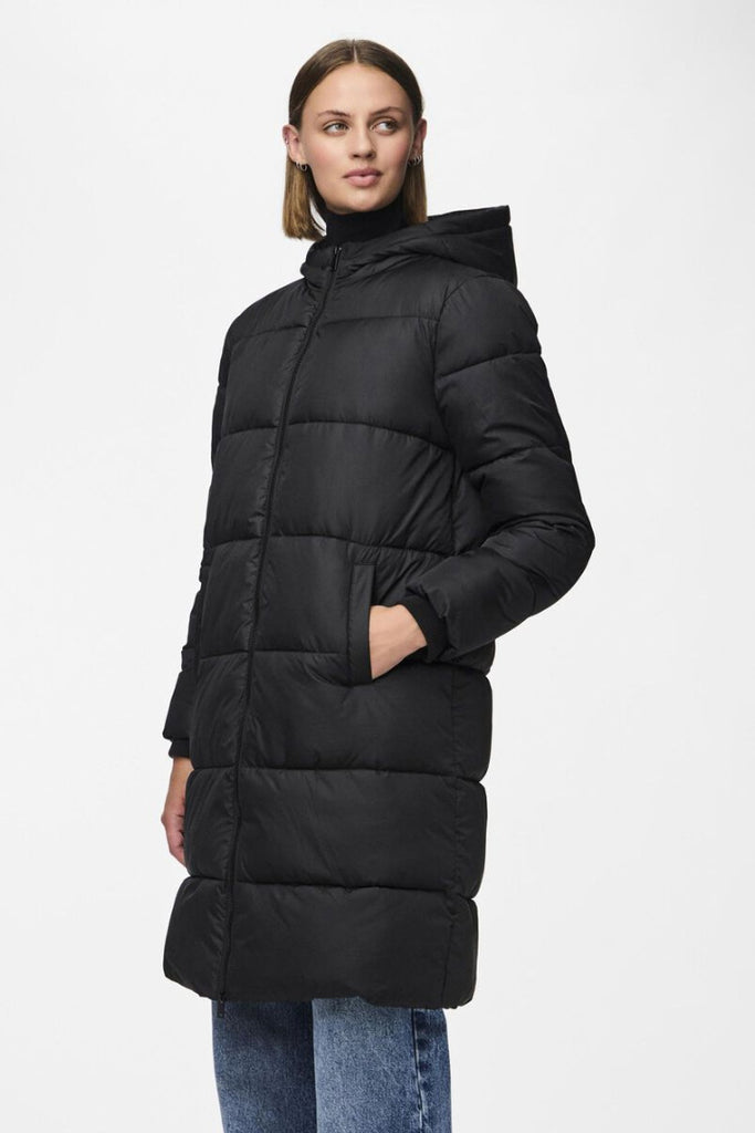 Pieces Bee New Long Puffer Jacket Black