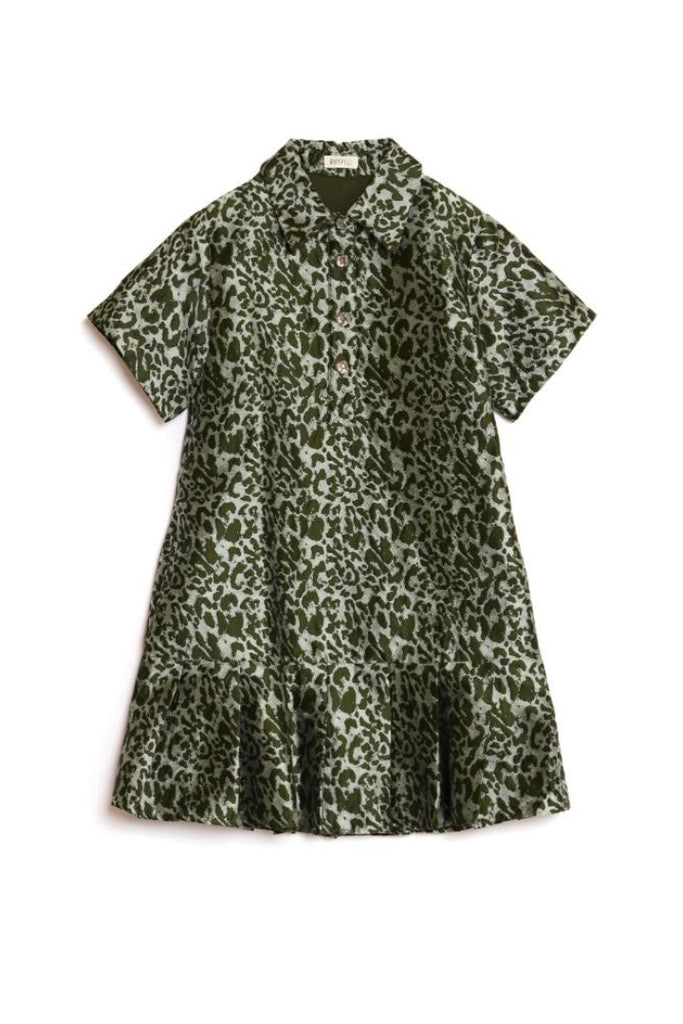 Ghospell Ebba Leopard Mini Dress Green