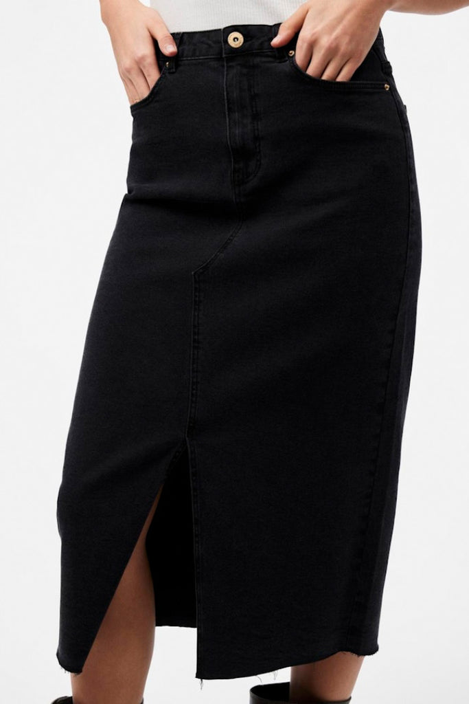 Pieces Jessie High Waisted Midi Skirt Black