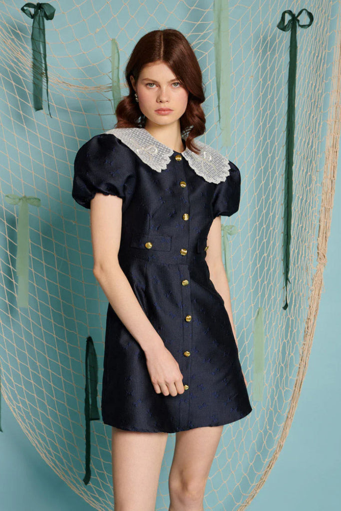 Sister Jane Buoy Jacquard Mini Dress Navy