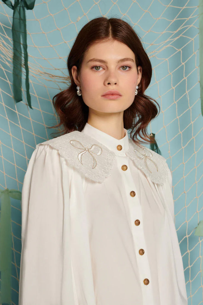 Sister Jane Marine Bow Blouse White