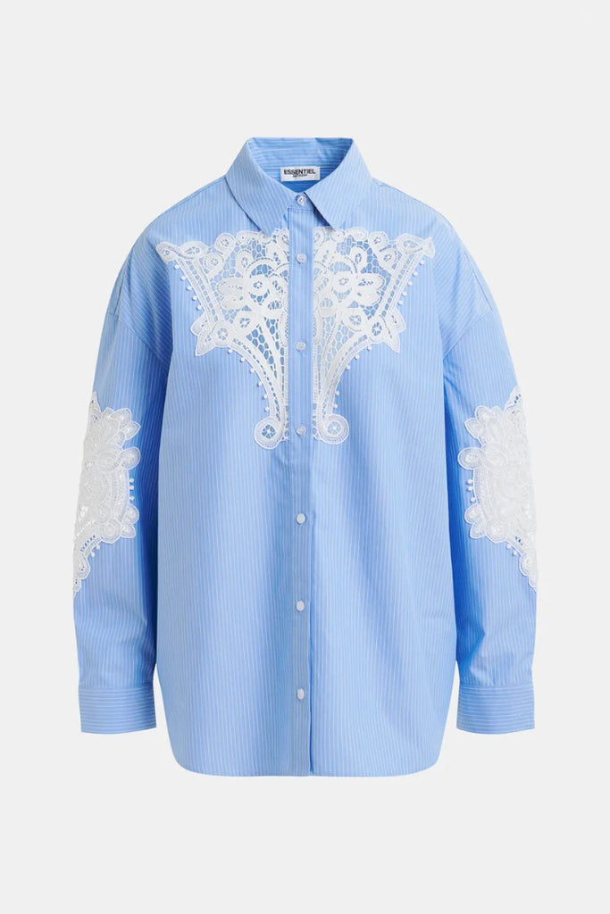 Essential Antwerp Hoofd Lace Panelled Shirt Blue