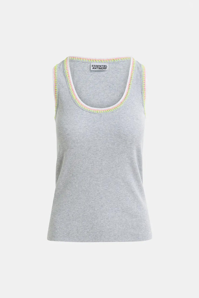 Essential Antwerp Harcel Embroidered Jersey Top Grey