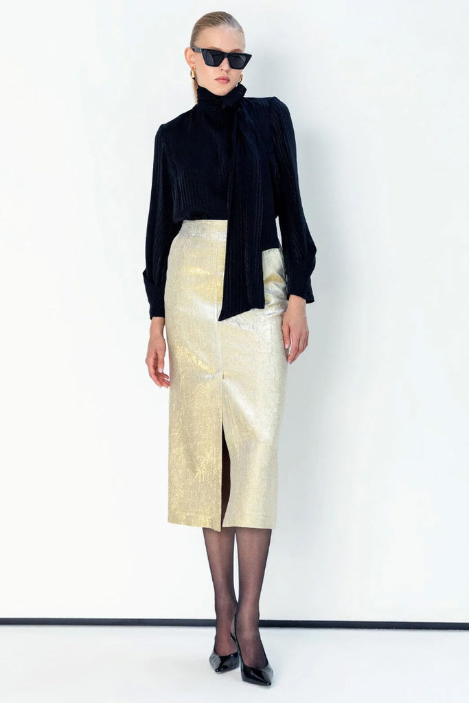 Kameya Lottie Long Midi Skirt Gold