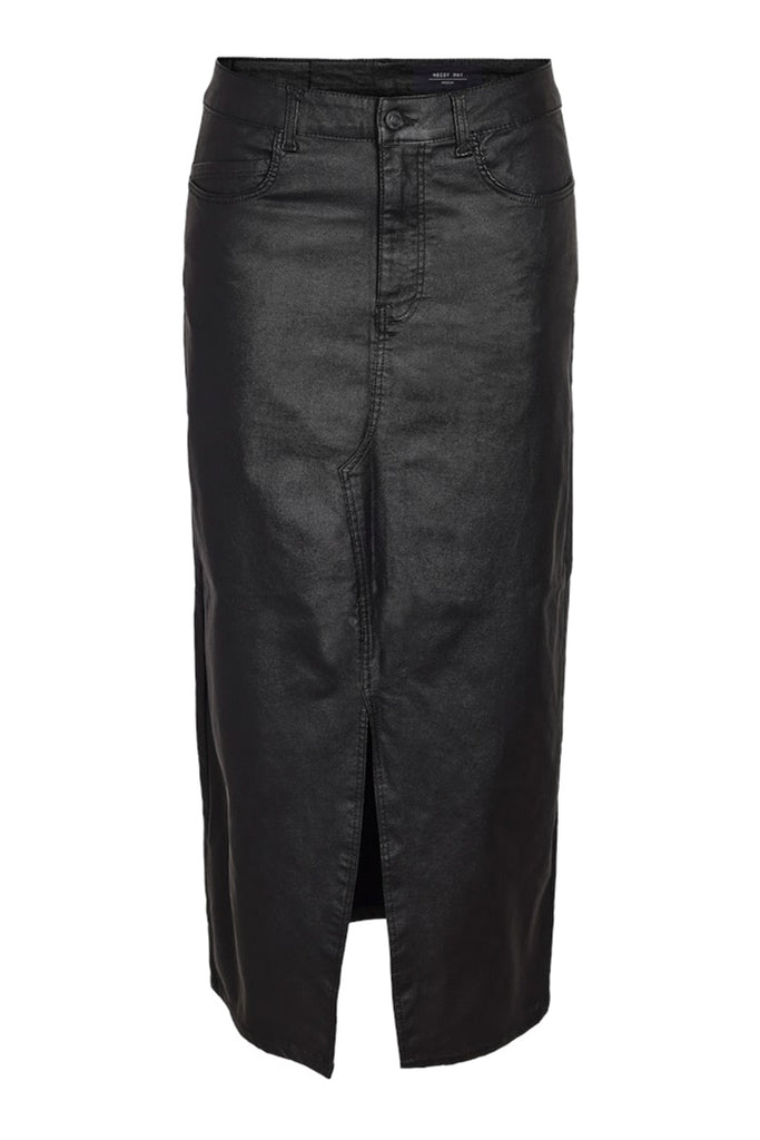 Noisy May Kath Slit Long Skirt Coated Black