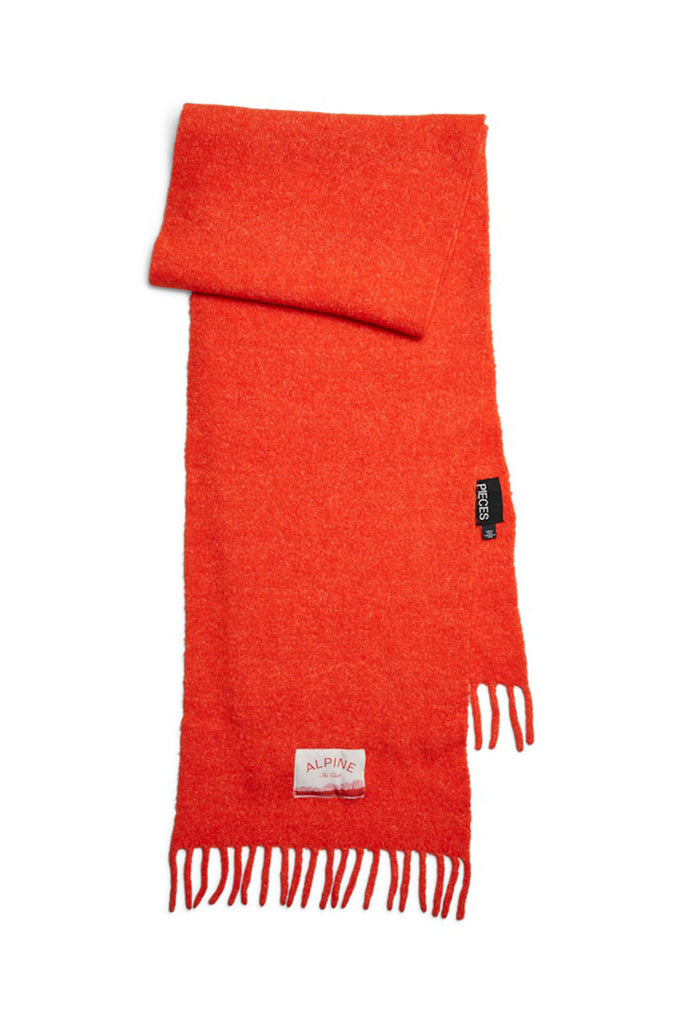 Pieces Braska Long Knit Scarf Orange OS