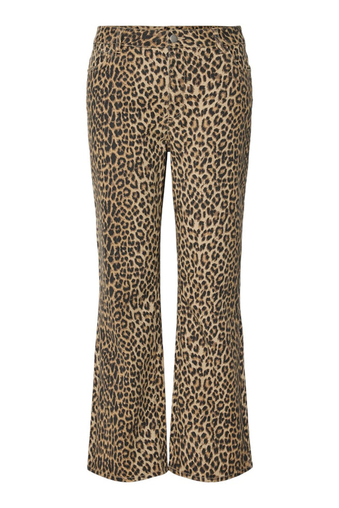 Pieces Salume Cropped Leopard Jeans Black