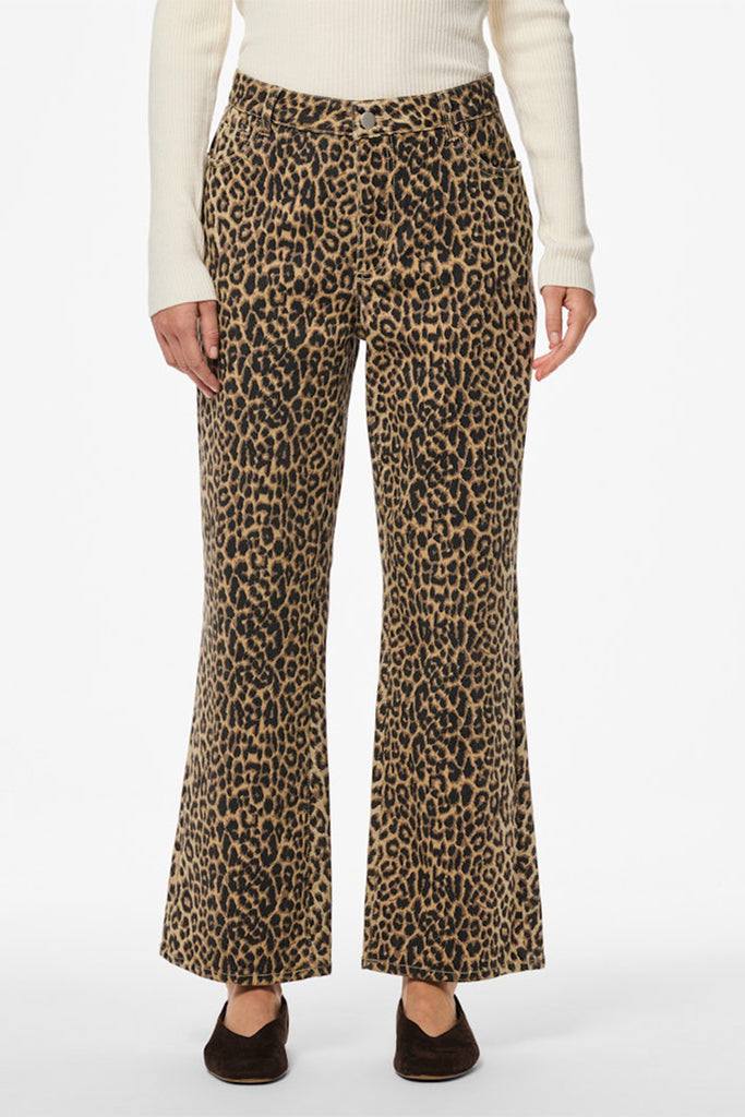 Pieces Salume Cropped Leopard Jeans