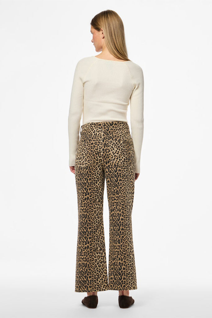 Pieces Salume Cropped Leopard Jeans