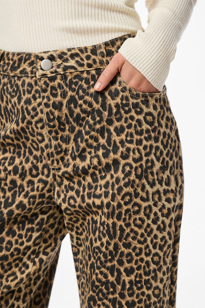 Pieces Salume Cropped Leopard Jeans