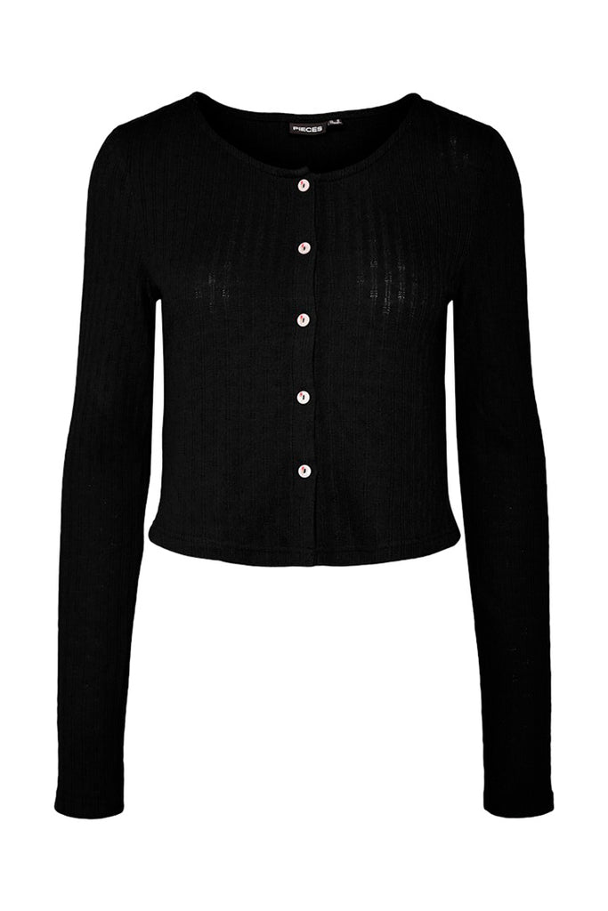 Pieces Sourtney LS Cardigan Black