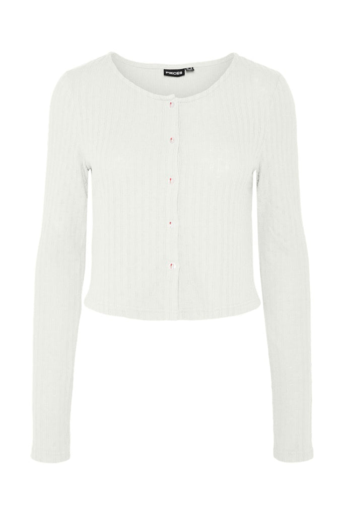 Pieces Sourtney LS Cardigan White