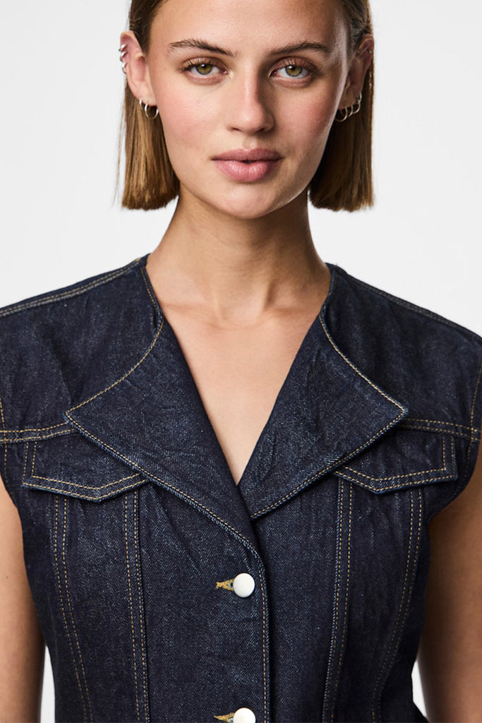 Pieces Nua Fitted Denim Vest