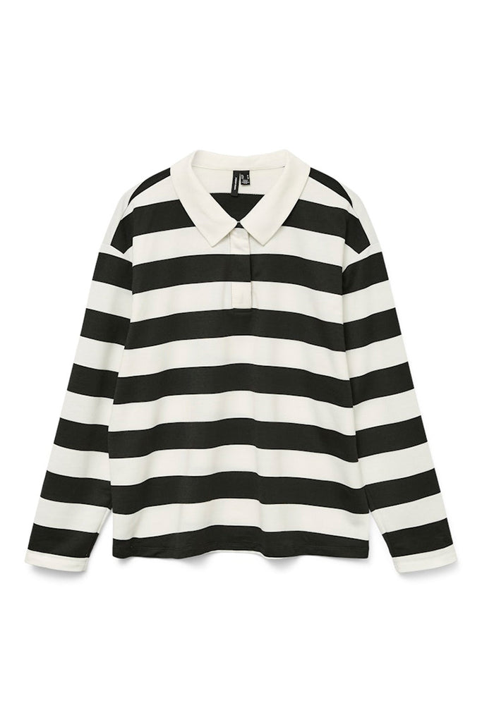 Vero Moda Pernille Striped Polo Tee Black