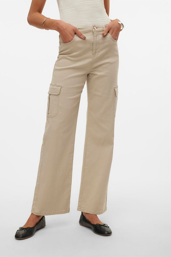 Vero Moda Tessa High Rise Cargo Pants Cream