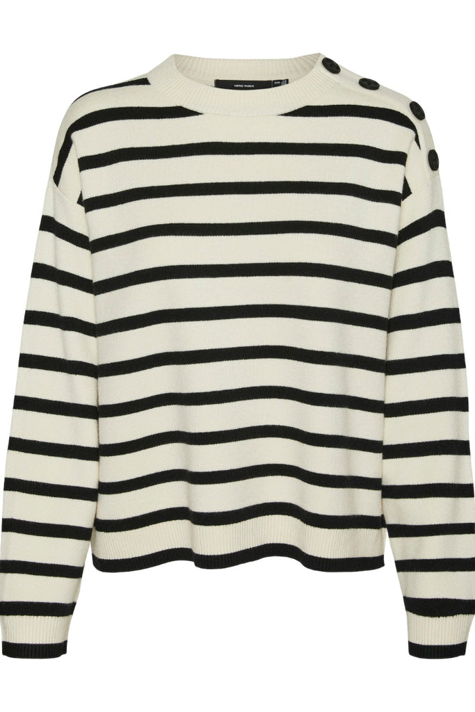 Vero Moda Saba O-Neck Button Pullover Cream