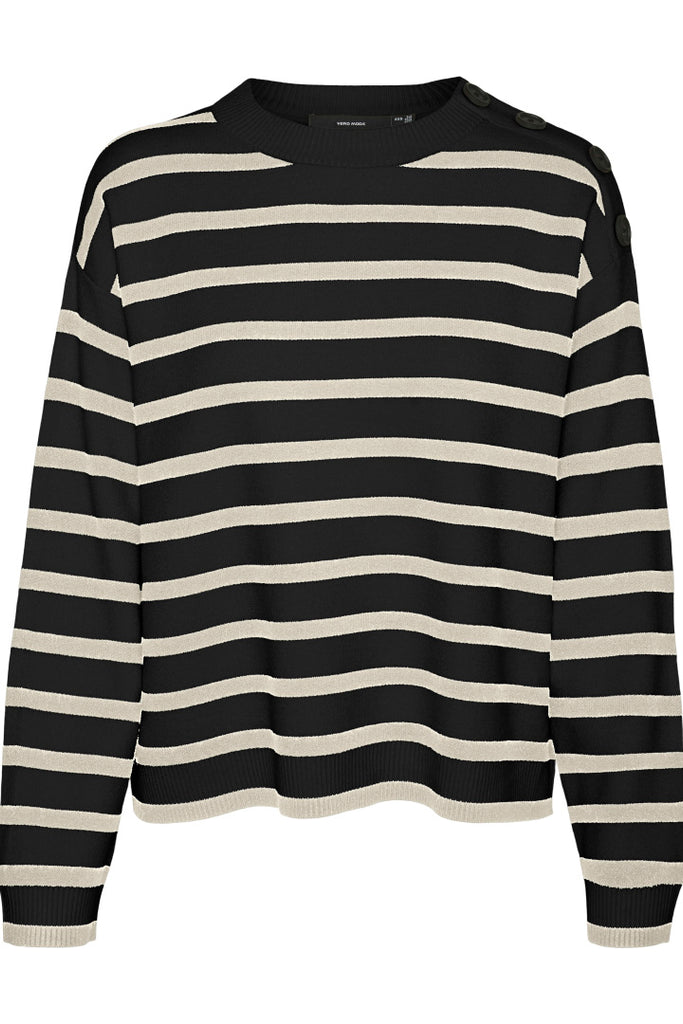 Vero Moda Saba O-Neck Button Pullover Black