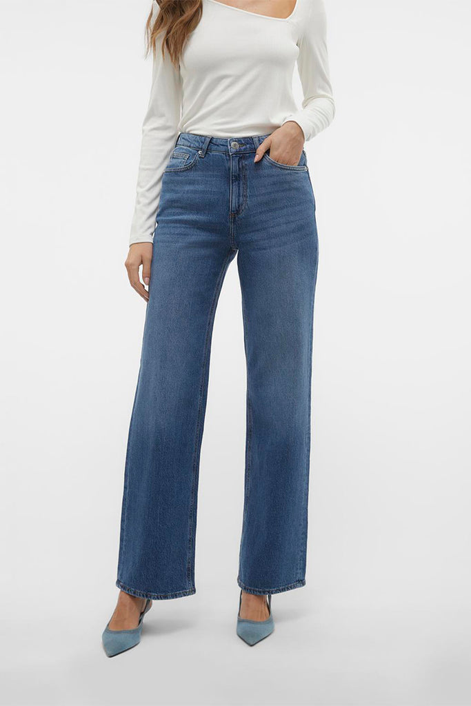 Vero Moda Tessa High Rise Wide Jeans Medium Blue