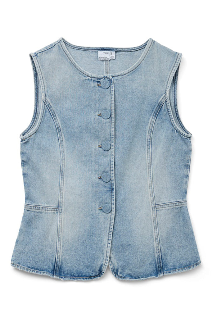 Vero Moda Siola Denim Waistcoat Blue