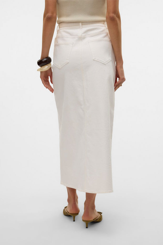 Vero Moda Lizzy Belt Long Slit Denim Skirt