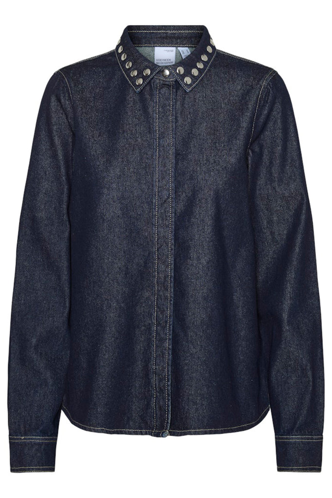 Vero Moda Huston Studs Denim Shirt Dark Blue