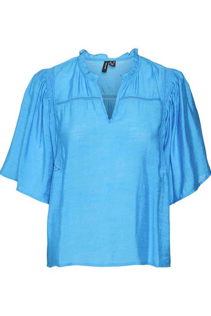 Vero Moda Luca V-Neck Detail Top Blue