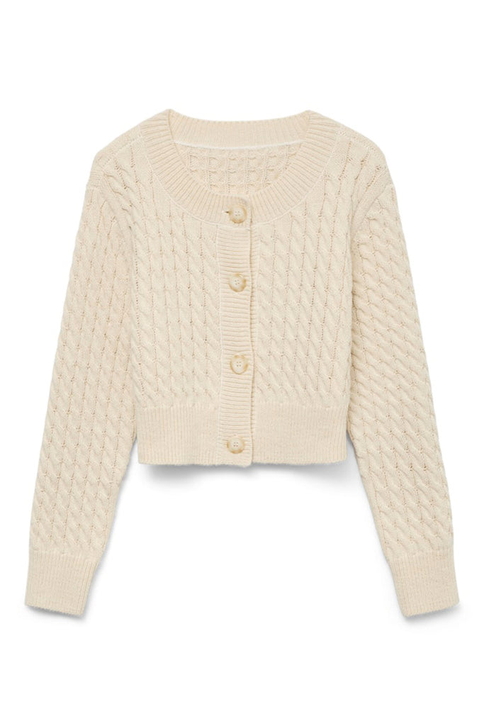 Vero Moda Mitzi O Neck Crop Cardigan Cream