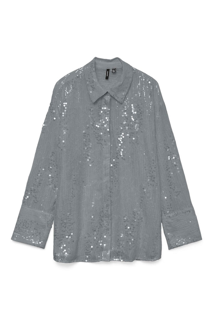 Vero Moda Sus Sequins Oversize Shirt Grey