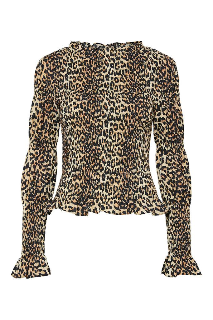 YAS Chemma Leopard Print Top Black