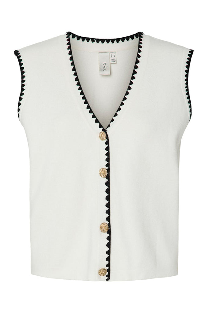 YAS Contra Knit Vest White