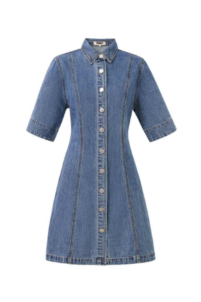 Frnch Ellyne Denim Dress Blue