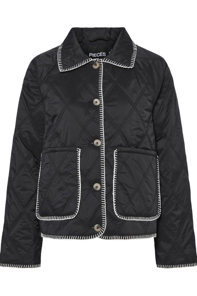 Pieces Naima Quilted Stitch Jacket Black