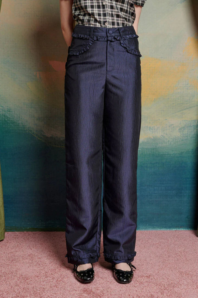 Sister Jane Pointe Ruffle Trousers Dark Navy